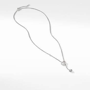 Cable Collectibles® Heart Y Necklace in Sterling Silver with Pavé Diamonds
