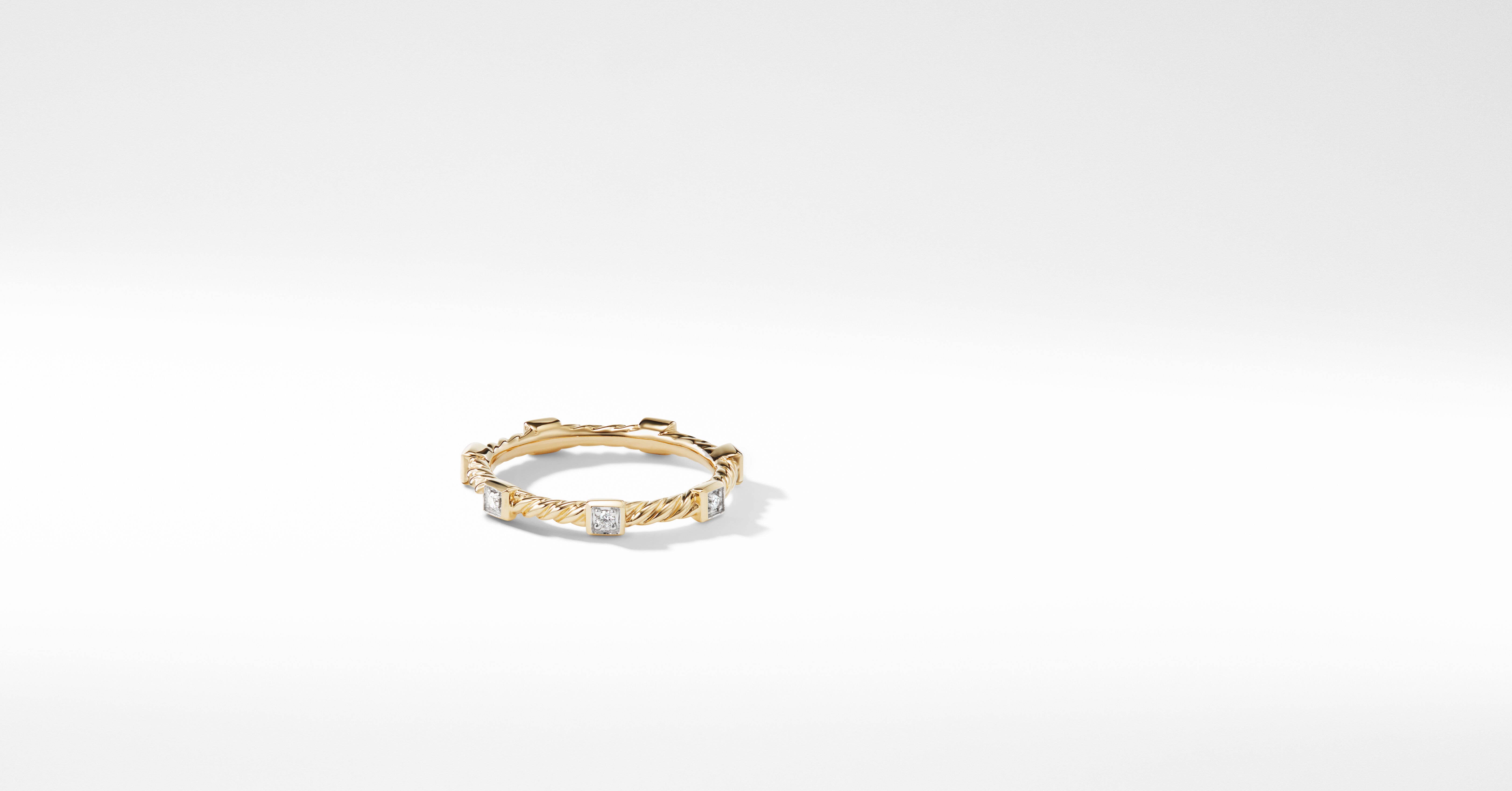 Cable Collectibles® Stack Ring in 18K Yellow Gold with Diamonds David  Yurman