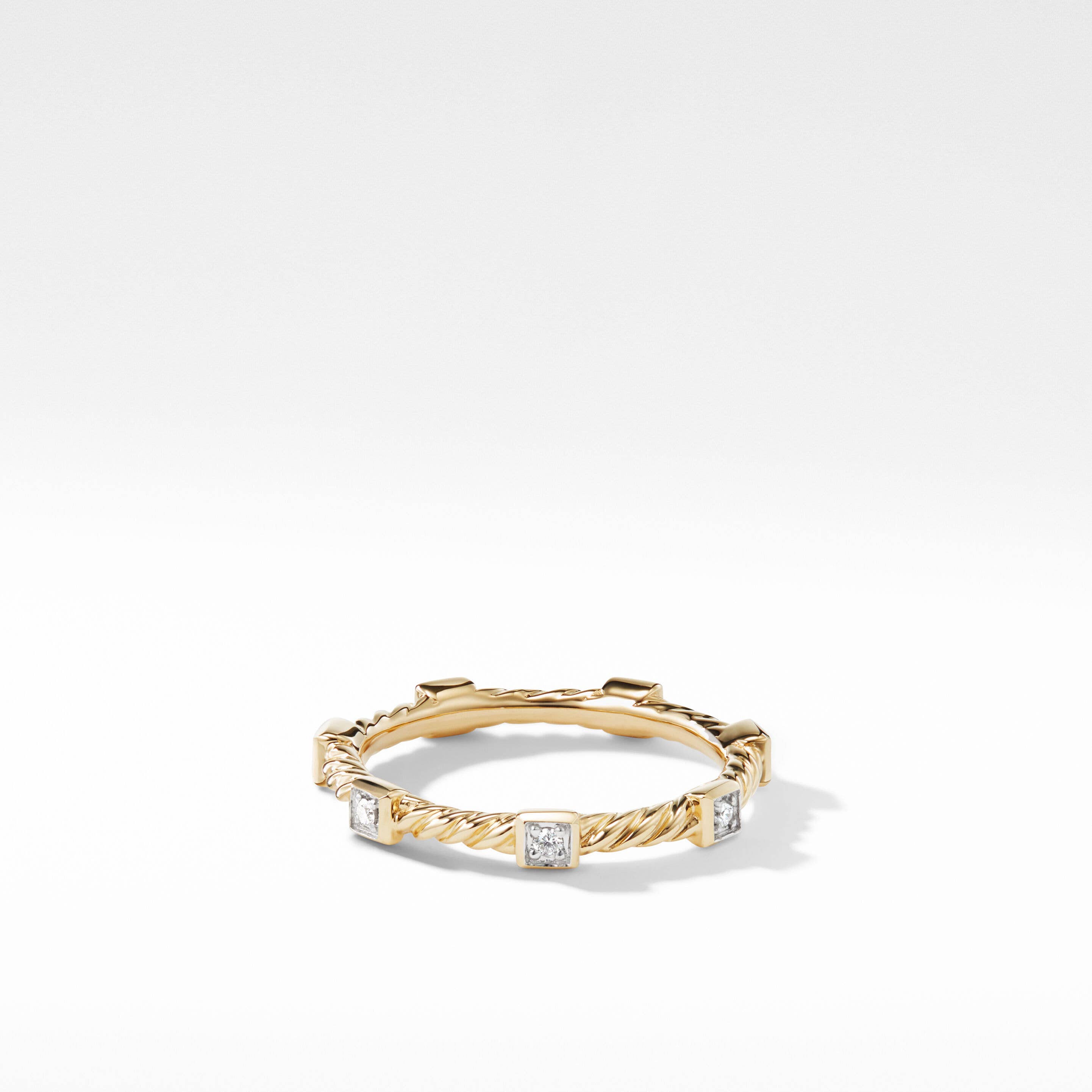 Cable Collectables® Stack Ring in 18K Yellow Gold with Diamonds