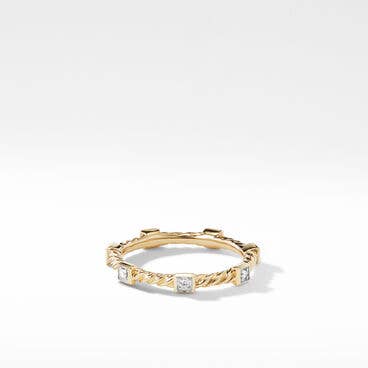 Cable Collectibles® Stack Ring in 18K Yellow Gold with Diamonds