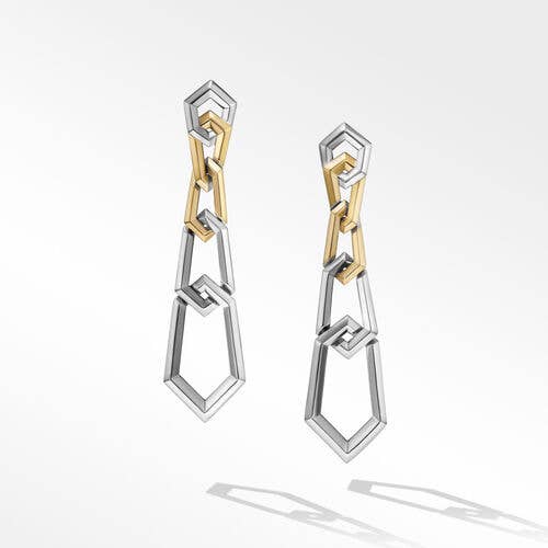 Carlyle Linked Drop Earrings in Sterling Silver with 18K Yellow Gold