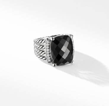Wheaton® Ring with Black Onyx and Pavé Diamonds