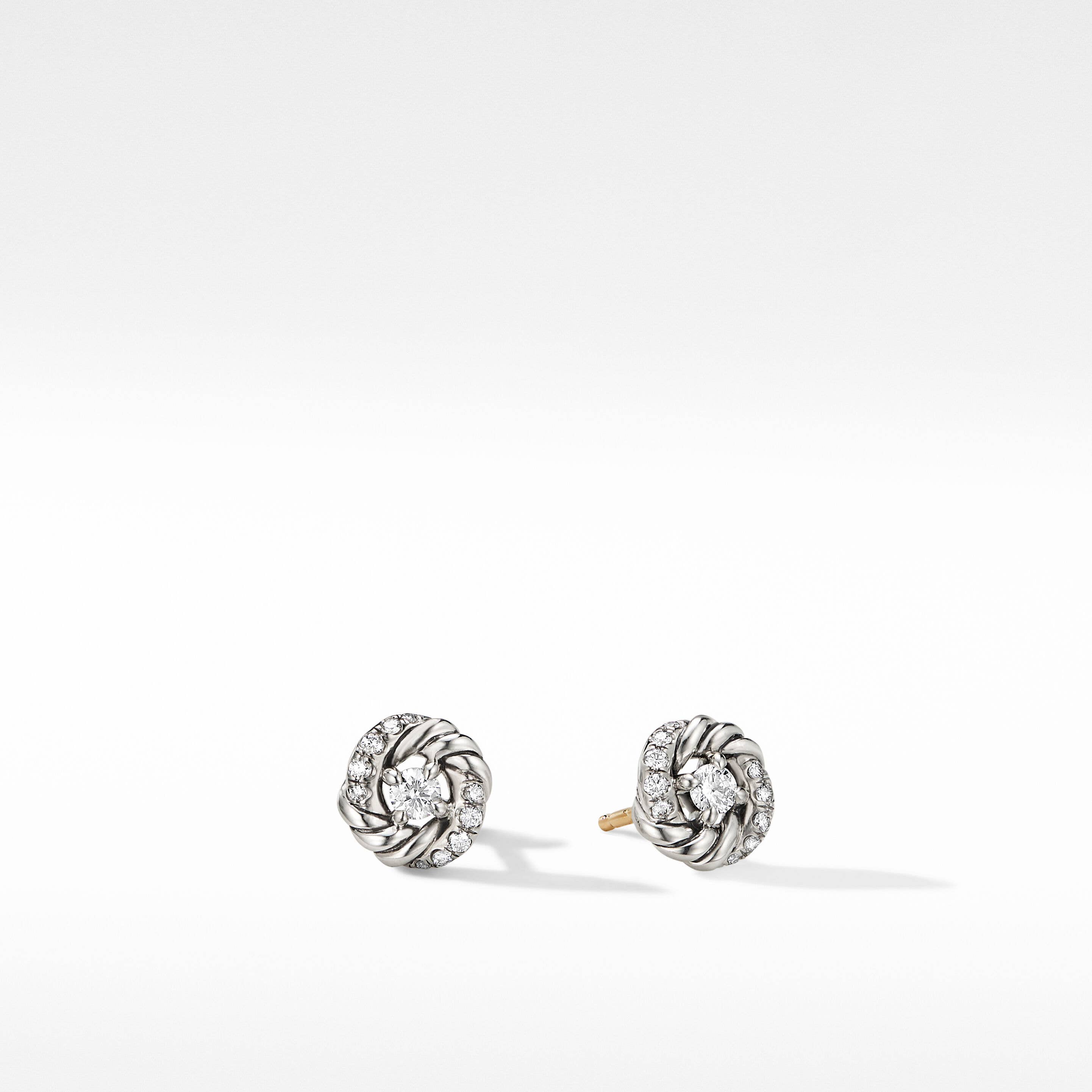 Petite Infinity Stud Earrings in Sterling Silver with Diamonds