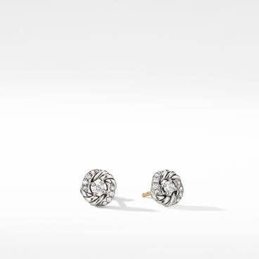Petite Infinity Stud Earrings in Sterling Silver with Diamonds