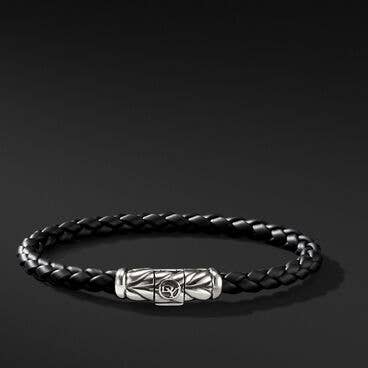 Chevron Woven Black Rubber Bracelet
