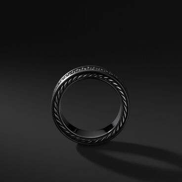 Streamline® Two Row Band Ring in Black Titanium with Pavé Black Diamonds