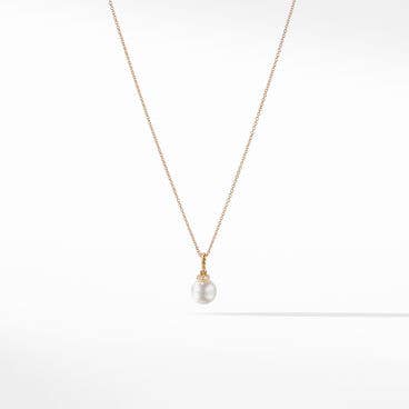 Solari Pendant Necklace in 18K Yellow Gold with Pearl and Pavé Diamonds