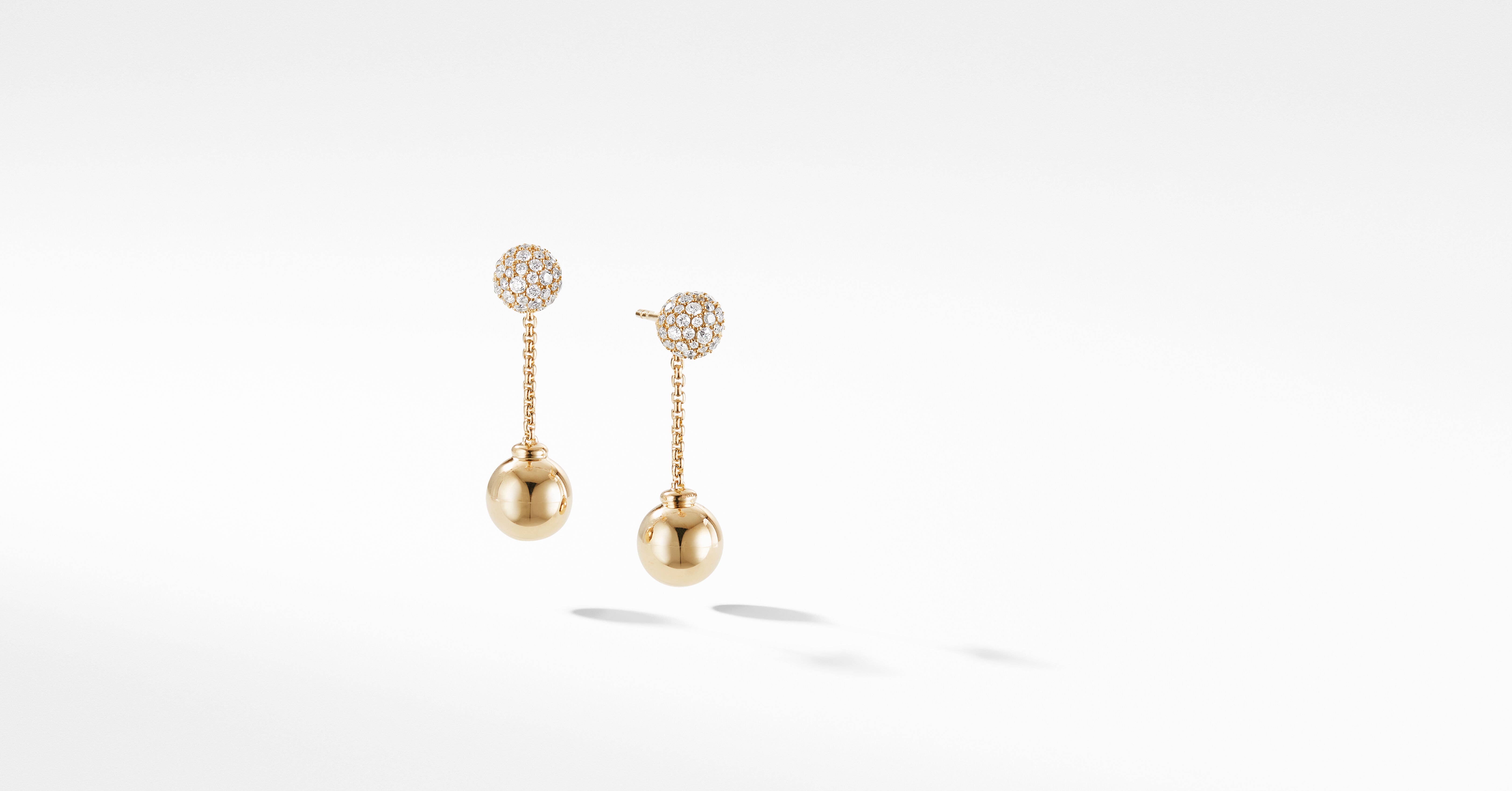 Solari Chain Drop Earrings in 18K Yellow Gold with Pavé Diamonds