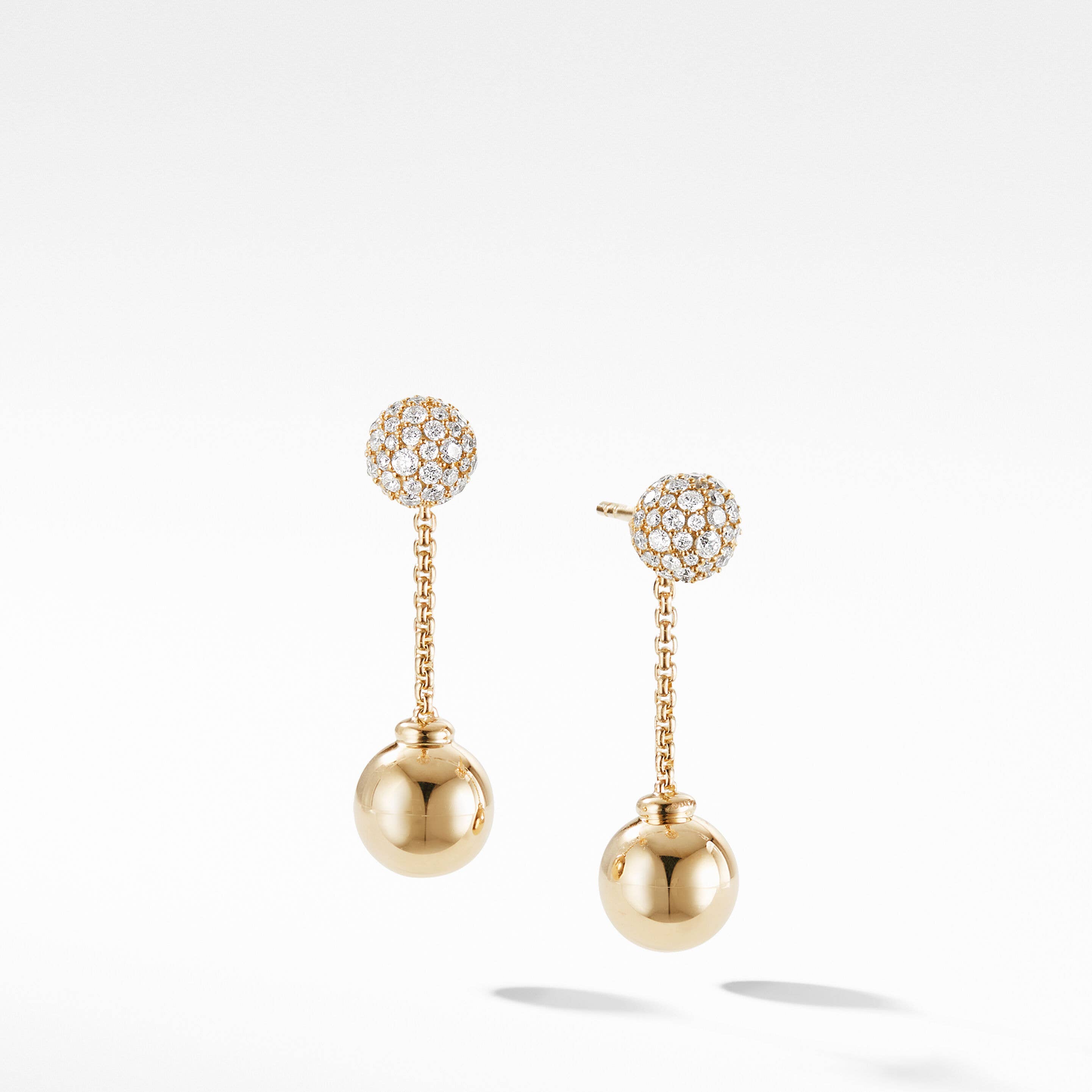 Solari Chain Drop Earrings in 18K Yellow Gold with Pavé Diamonds