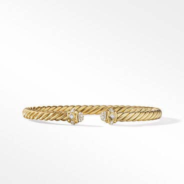 Cablespira® Oval Bracelet in 18K Yellow Gold with Pavé Diamonds