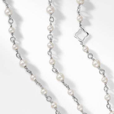 Bijoux Cable Link Pearl Necklace in Sterling Silver