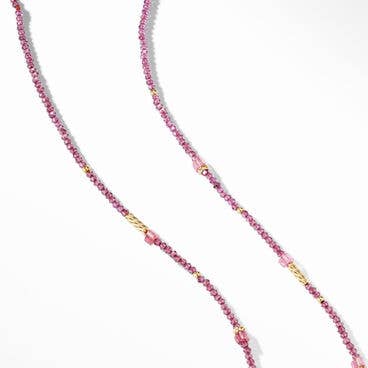 Color Bead Necklace with Rhodolite Garnet, Pink Tourmaline and 18K Yellow Gold