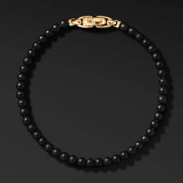 Spiritual Beads Bracelet with Black Onyx and 18K Yellow Gold