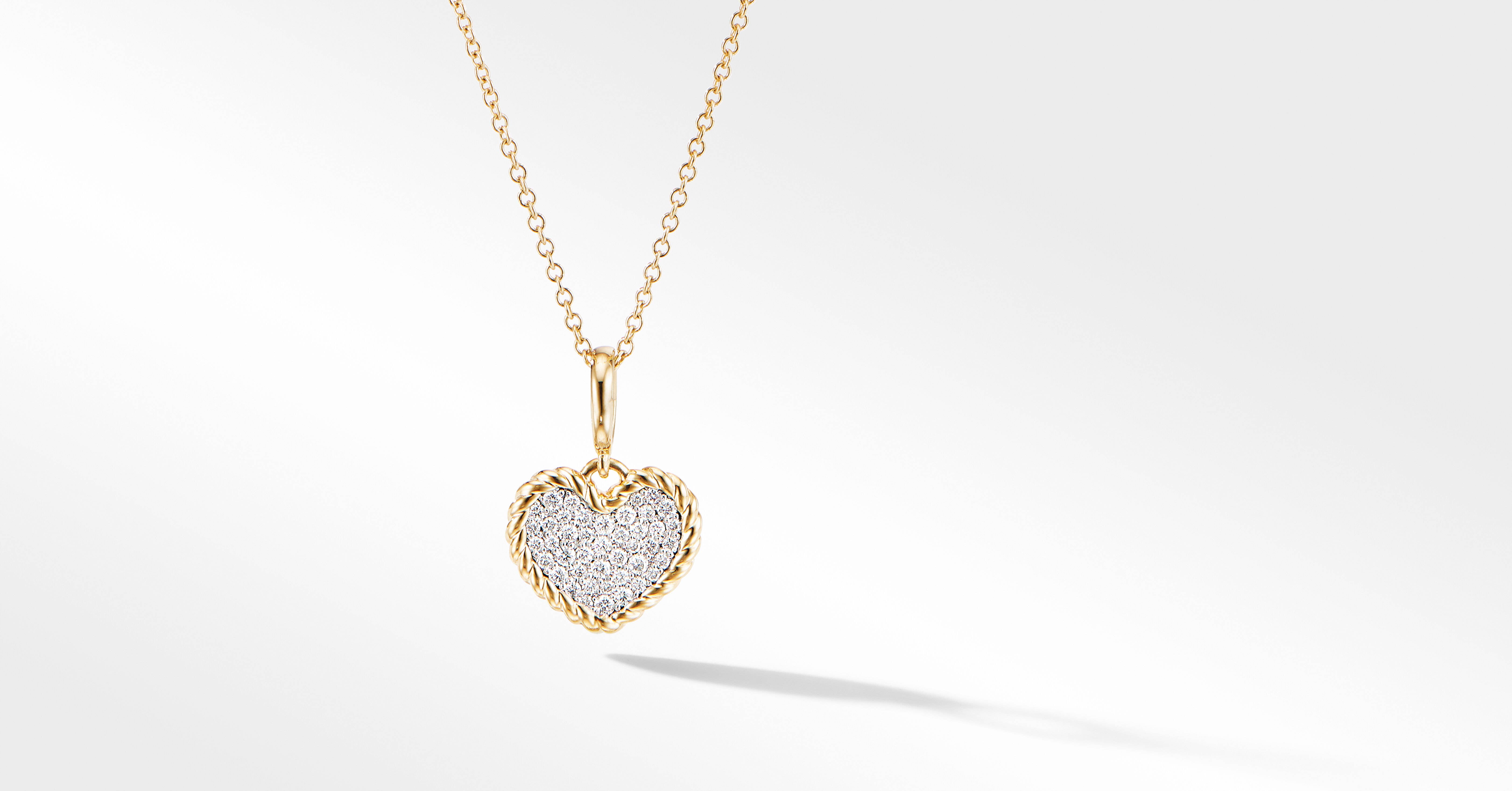 Cable Collectibles Pave Plate Heart Necklace In 18k Yellow Gold With Diamonds David Yurman