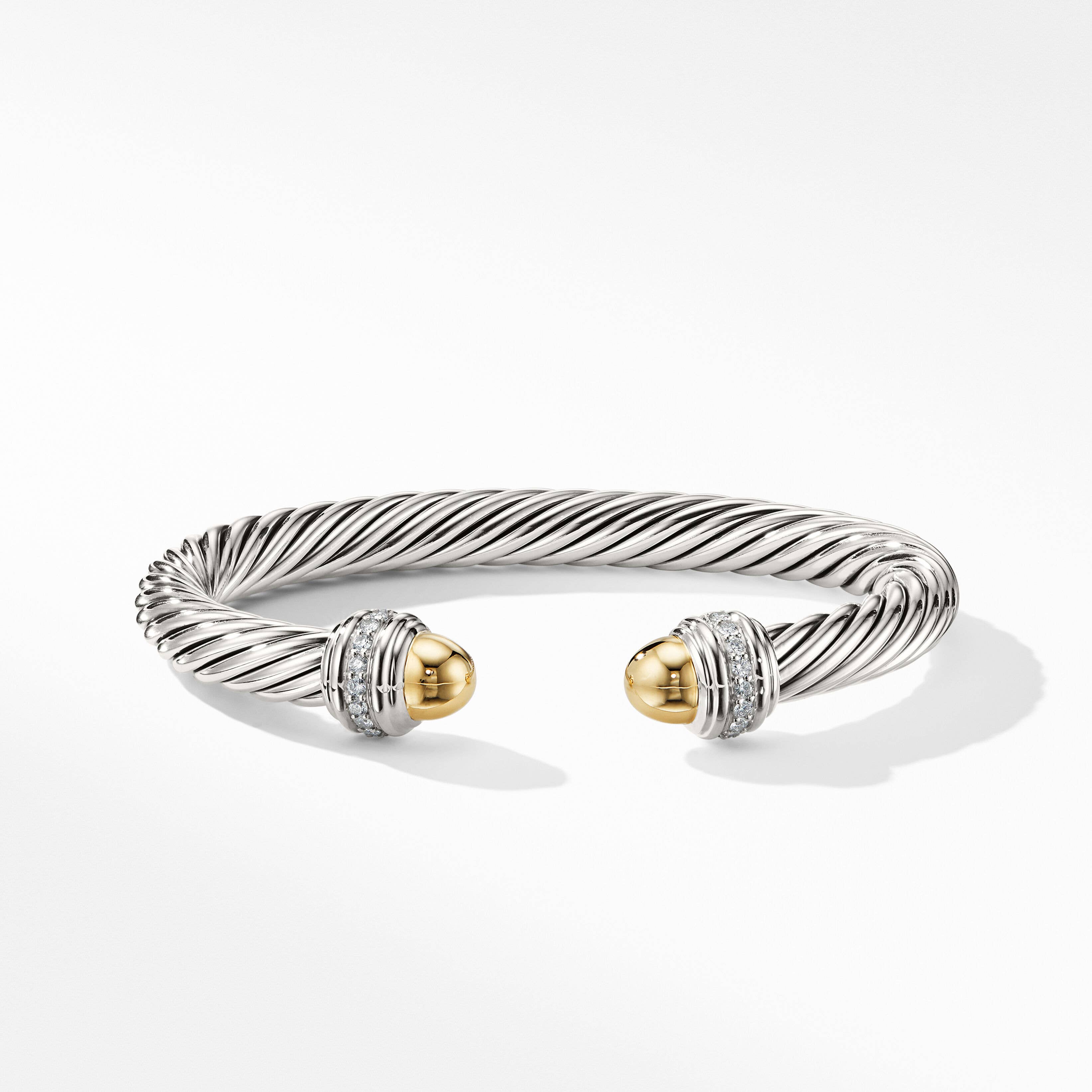 Cable Classics Color Bracelet with 14K Yellow Gold Domes and Pavé Diamonds