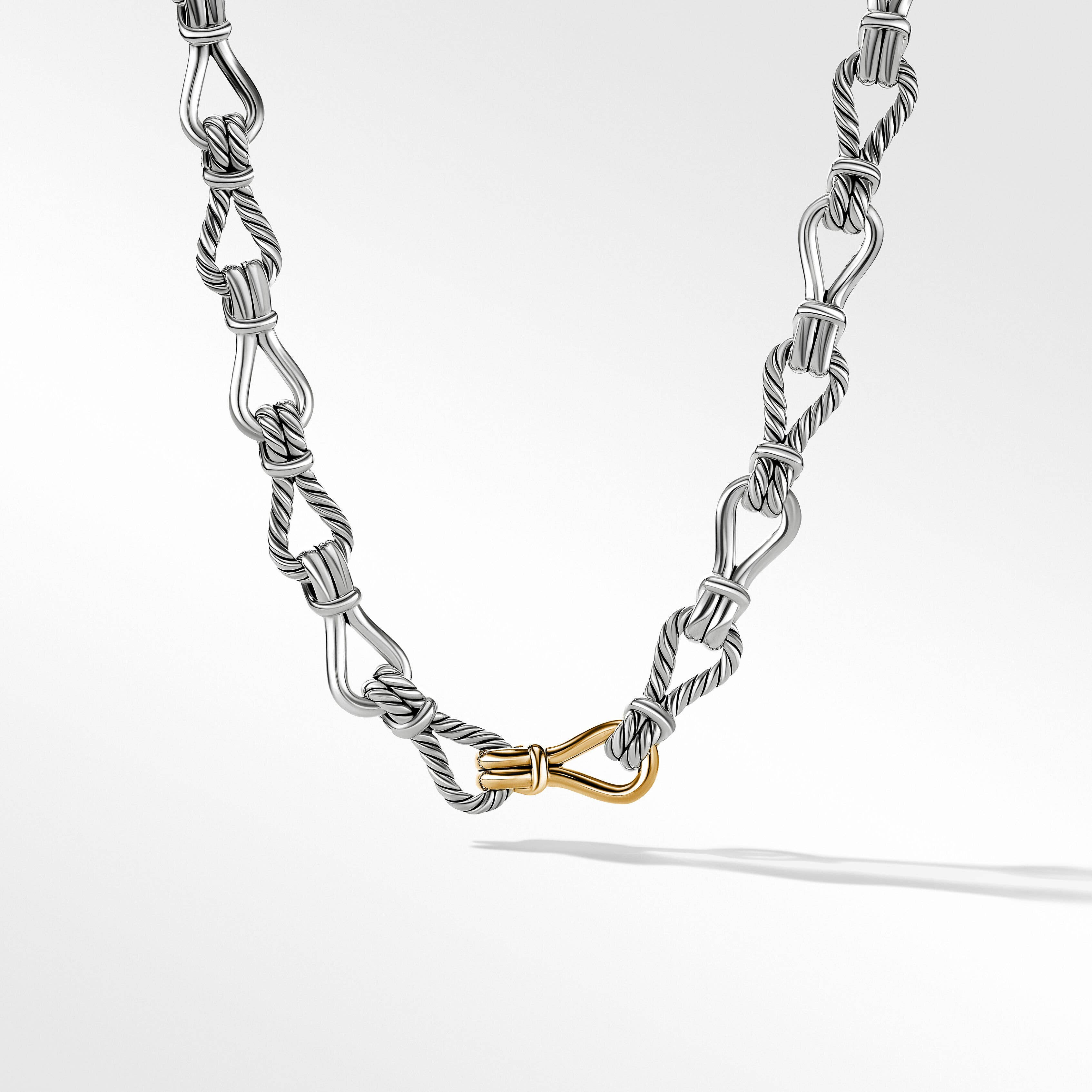 Thoroughbred Loop Chain Link Necklace in Sterling Silver with 18K Yellow Gold