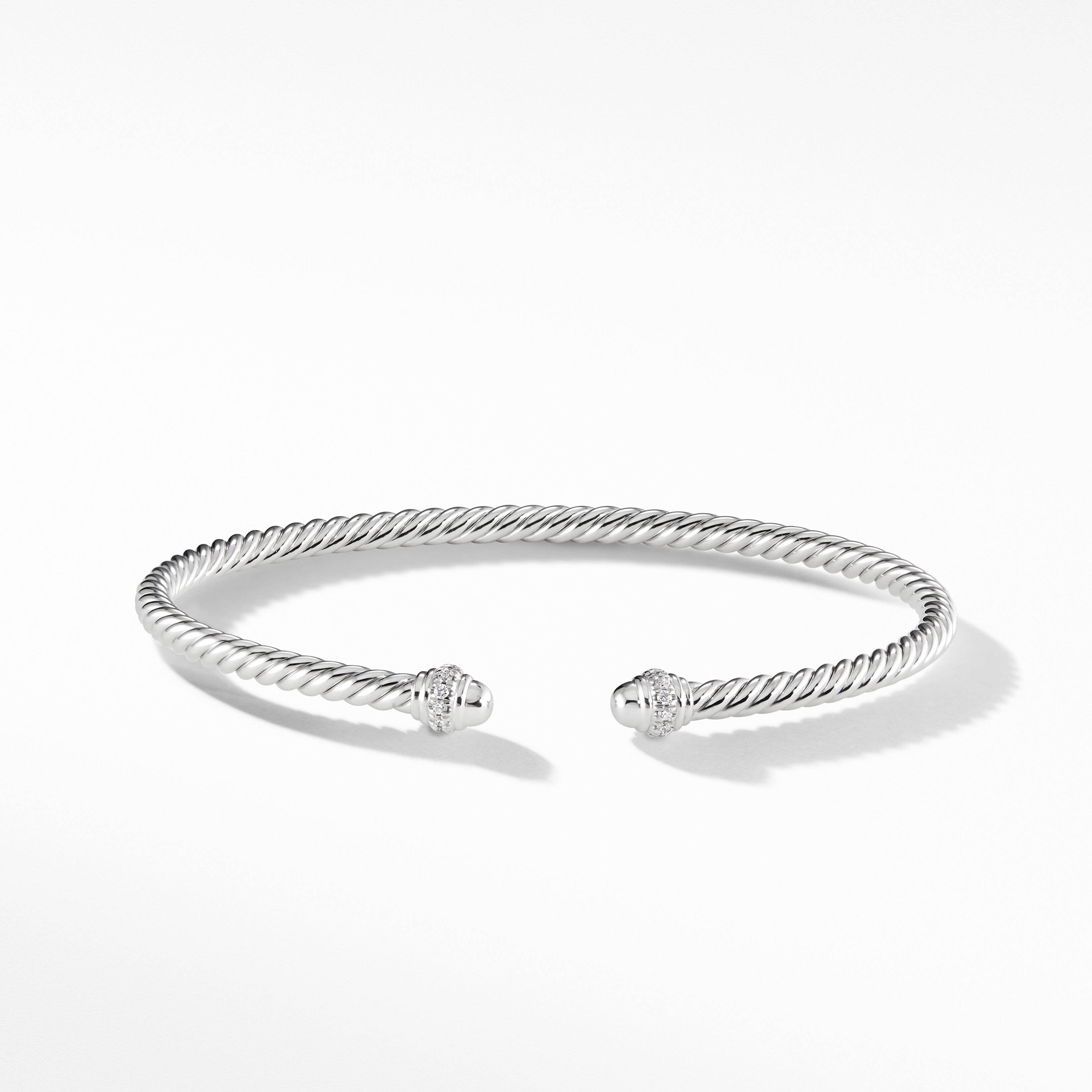 Cablespira® Bracelet in 18K White Gold with Pavé Diamonds