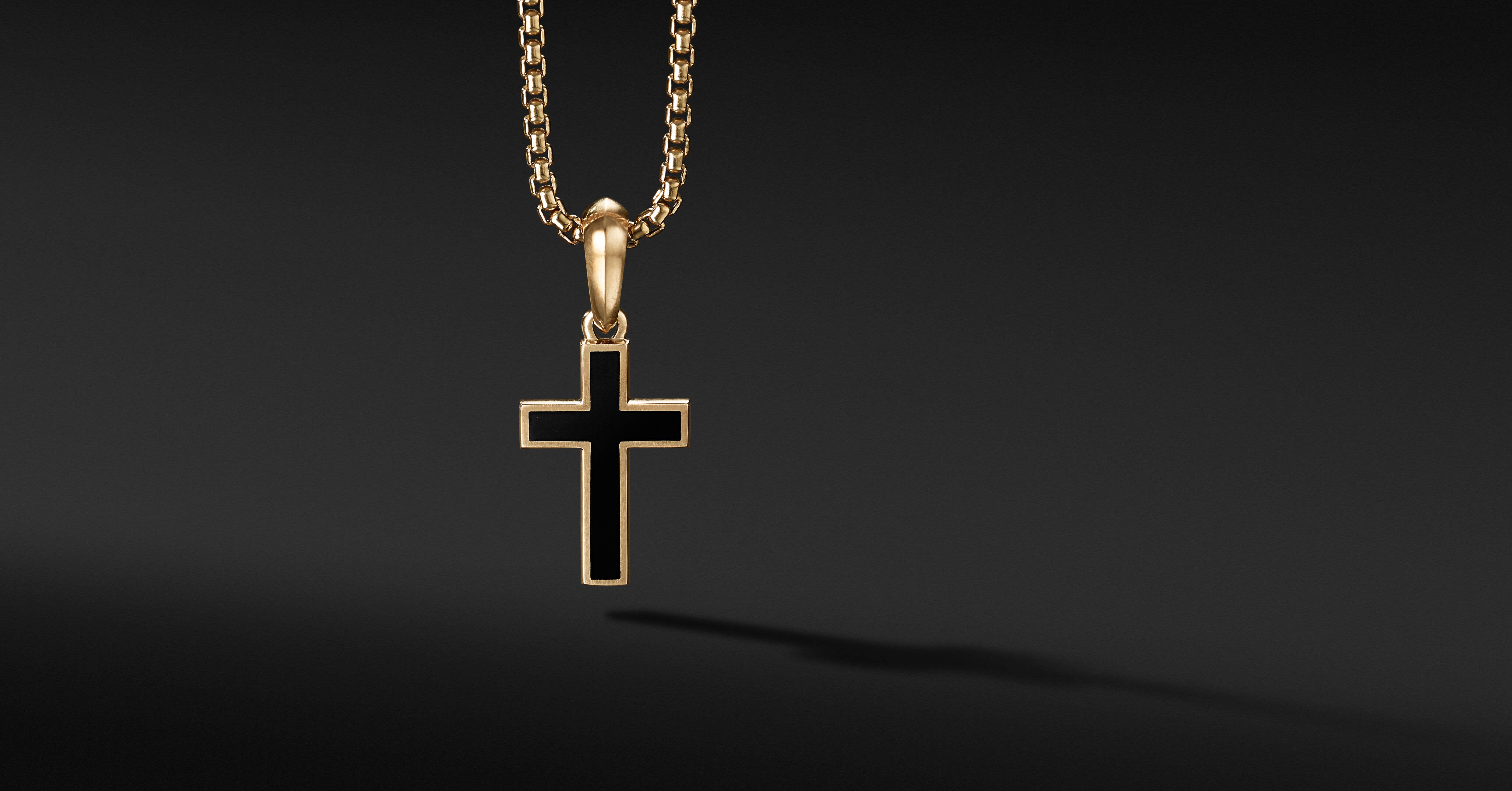 Exotic Stone Cross in 18K Yellow Gold 