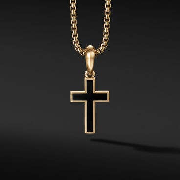 Exotic Stone Cross in 18K Yellow Gold with Black Onyx