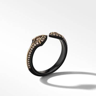 Armory® Bypass Band Ring in Black Titanium with 18K Yellow Gold and Pavé Cognac Diamonds