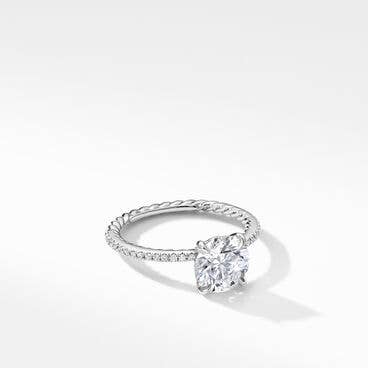 DY Eden Micro Pavé Engagement Ring in Platinum, Round