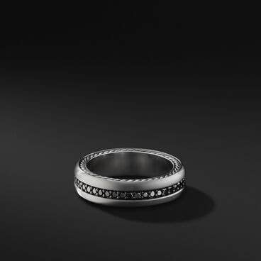 Streamline® Band Ring in Grey Titanium with Pavé Black Diamonds