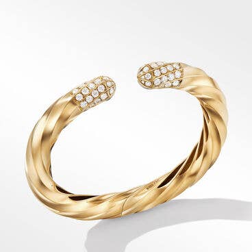 Cable Edge® Bracelet in 18K Yellow Gold with Pavé Diamonds