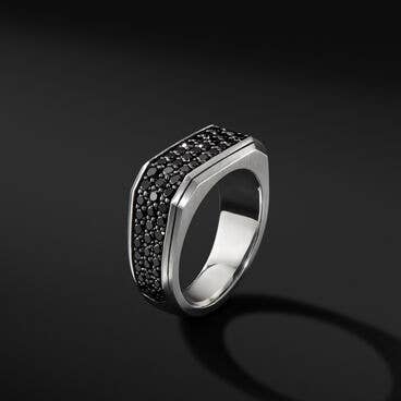 Roman Signet Ring with Pavé Black Diamonds