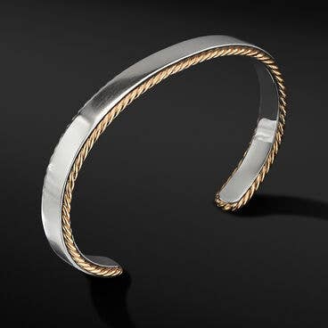 Cable Cuff Bracelet in Sterling Silver with 18K Yellow Gold