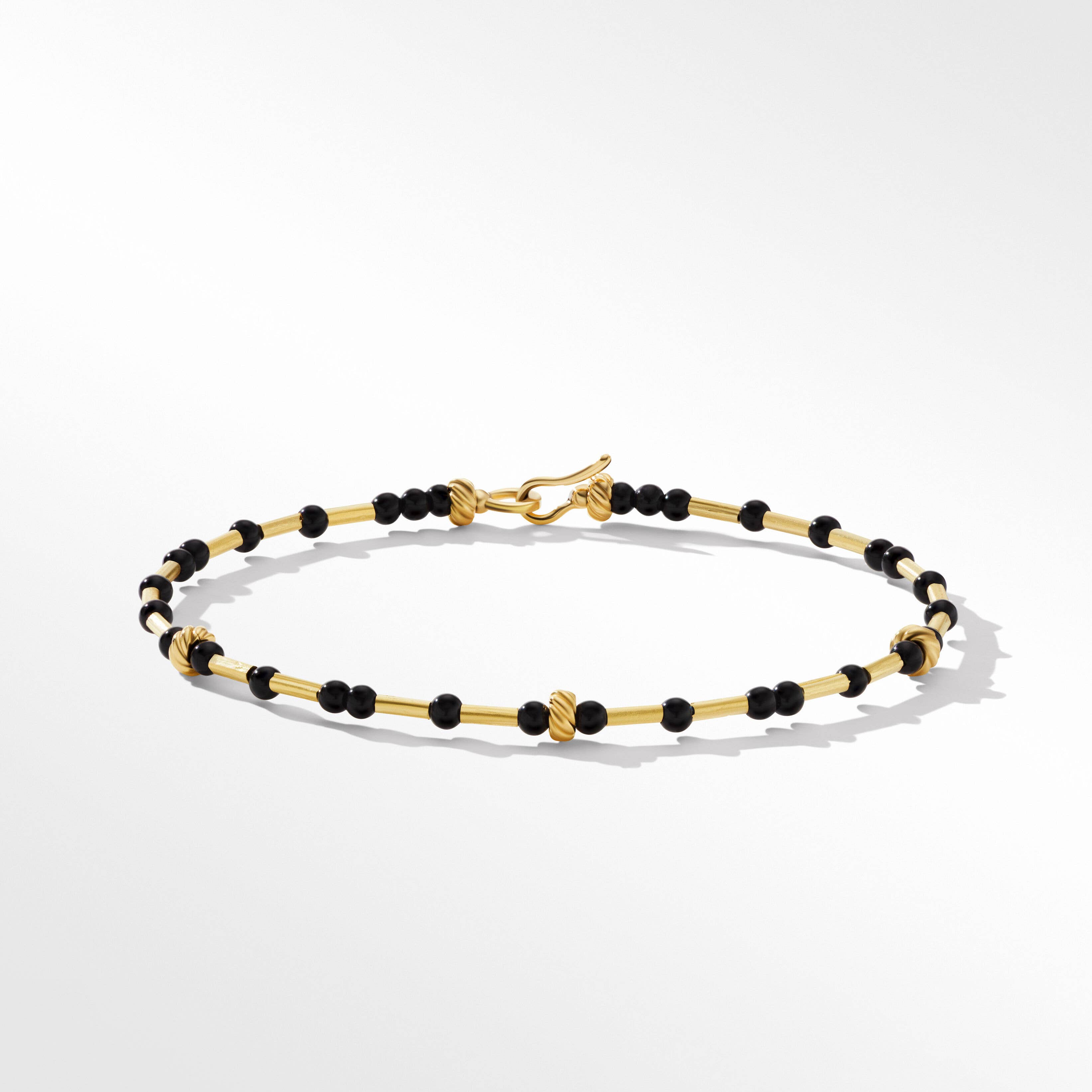 Fine Bead Flex Bracelet in 18K Yellow Gold with Black Onyx