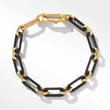 Elongated Open Link Chain Bracelet with Black Titanium and 18K Yellow Gold