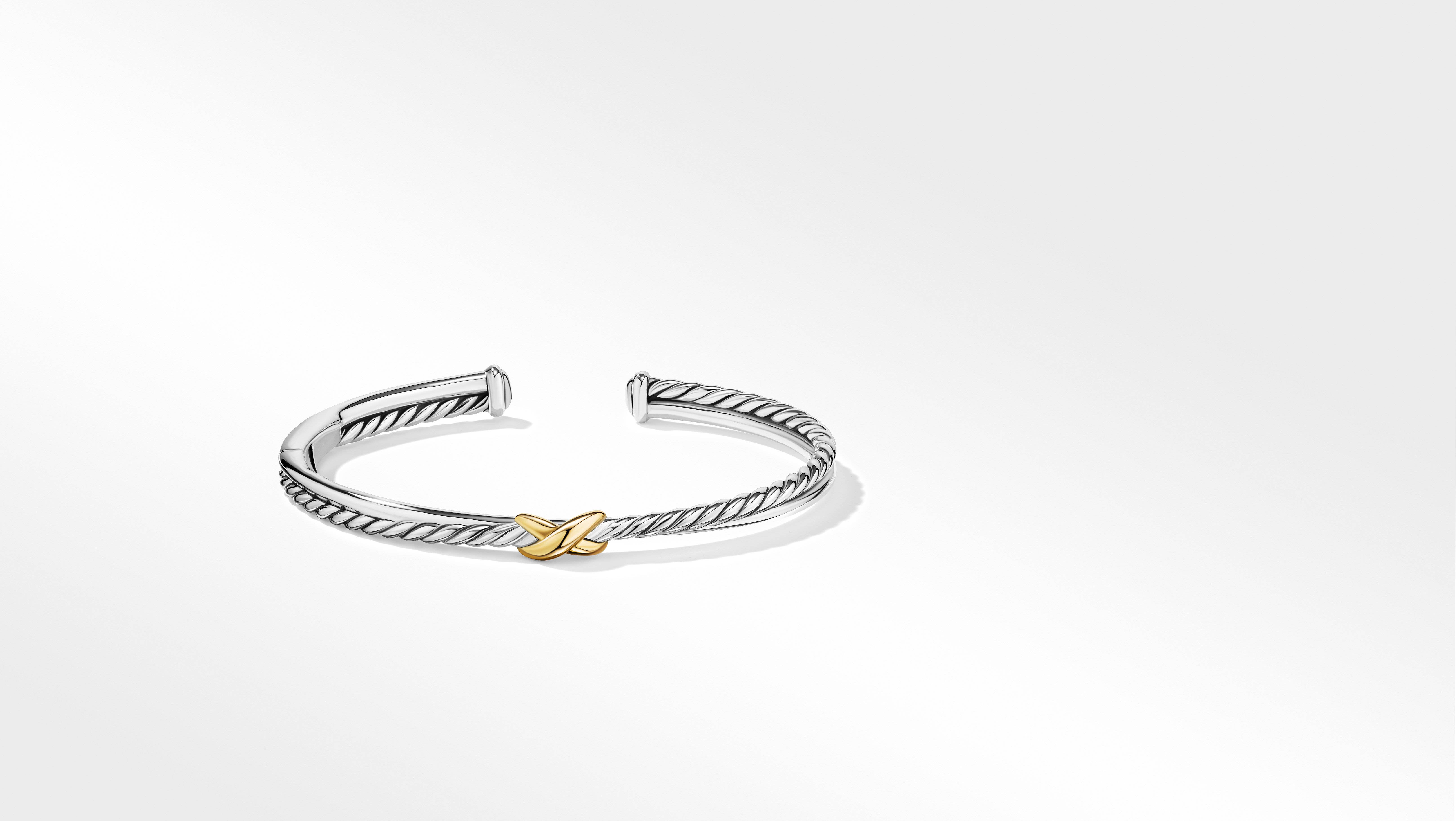 Petite X Center Station Bracelet in Sterling Silver with 18K Yellow Gold