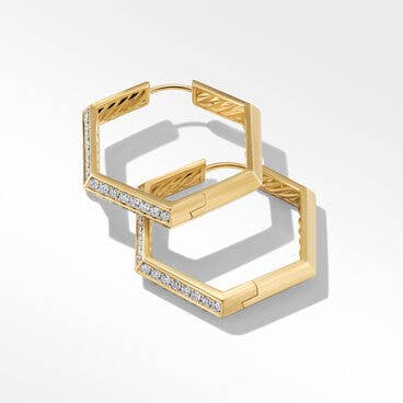 Carlyle Hoop Earrings in 18K Yellow Gold with Pavé Diamonds