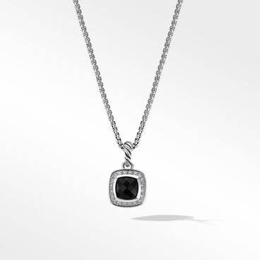 Petite Albion® Pendant Necklace in Sterling Silver with Black Onyx and Pavé Diamonds