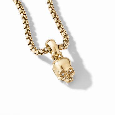 Skull Amulet in 18K Yellow Gold with Pavé Diamonds