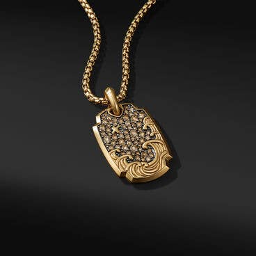 Waves Pendant in 18K Yellow Gold with Pavé Cognac Diamonds