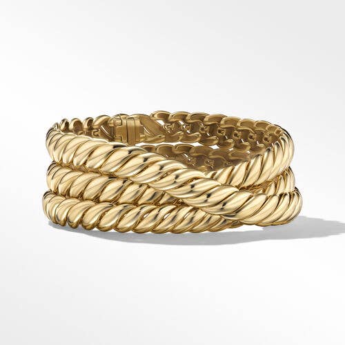 Sculpted Cable Triple Wrap Bracelet in 18K Yellow Gold