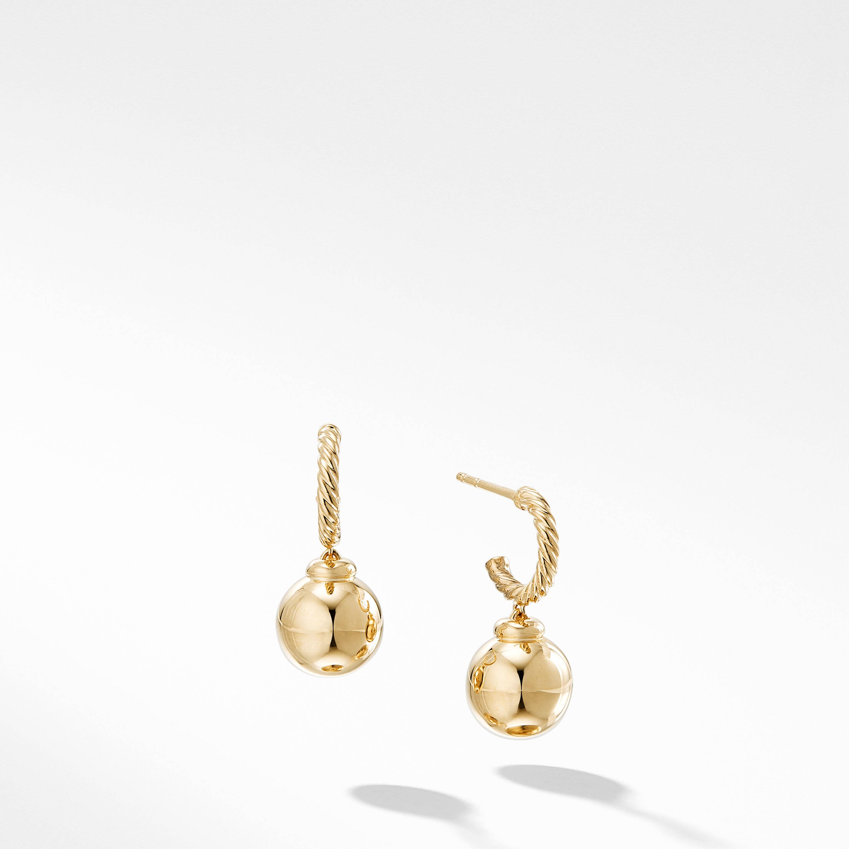 Solari Hoop Drop Earrings in 18K Yellow Gold with Gold Domes