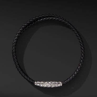 Chevron Triple Wrap Black Leather Bracelet