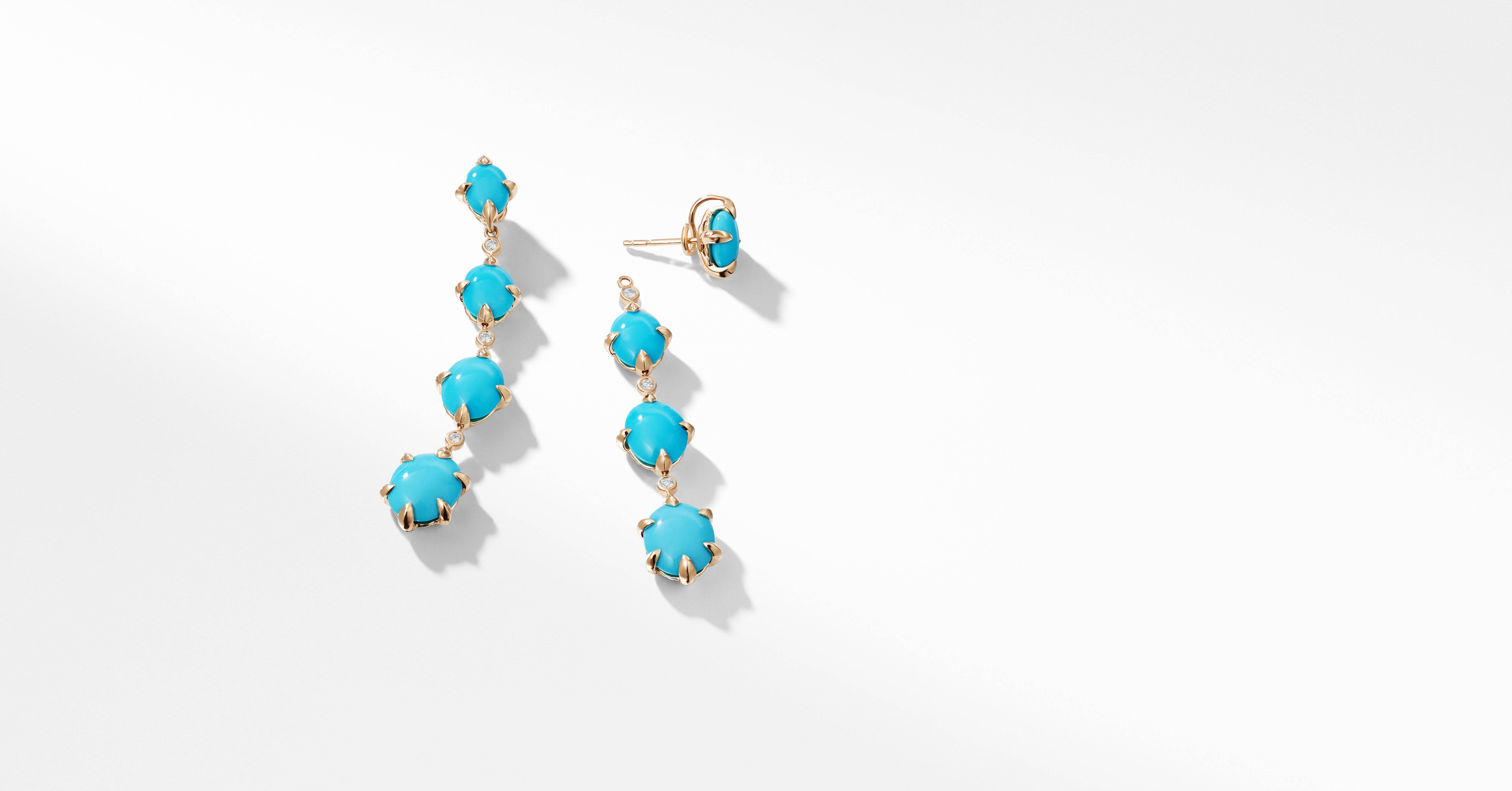 Chatelaine® Drop Earrings in 18K Yellow Gold with Turquoise and 