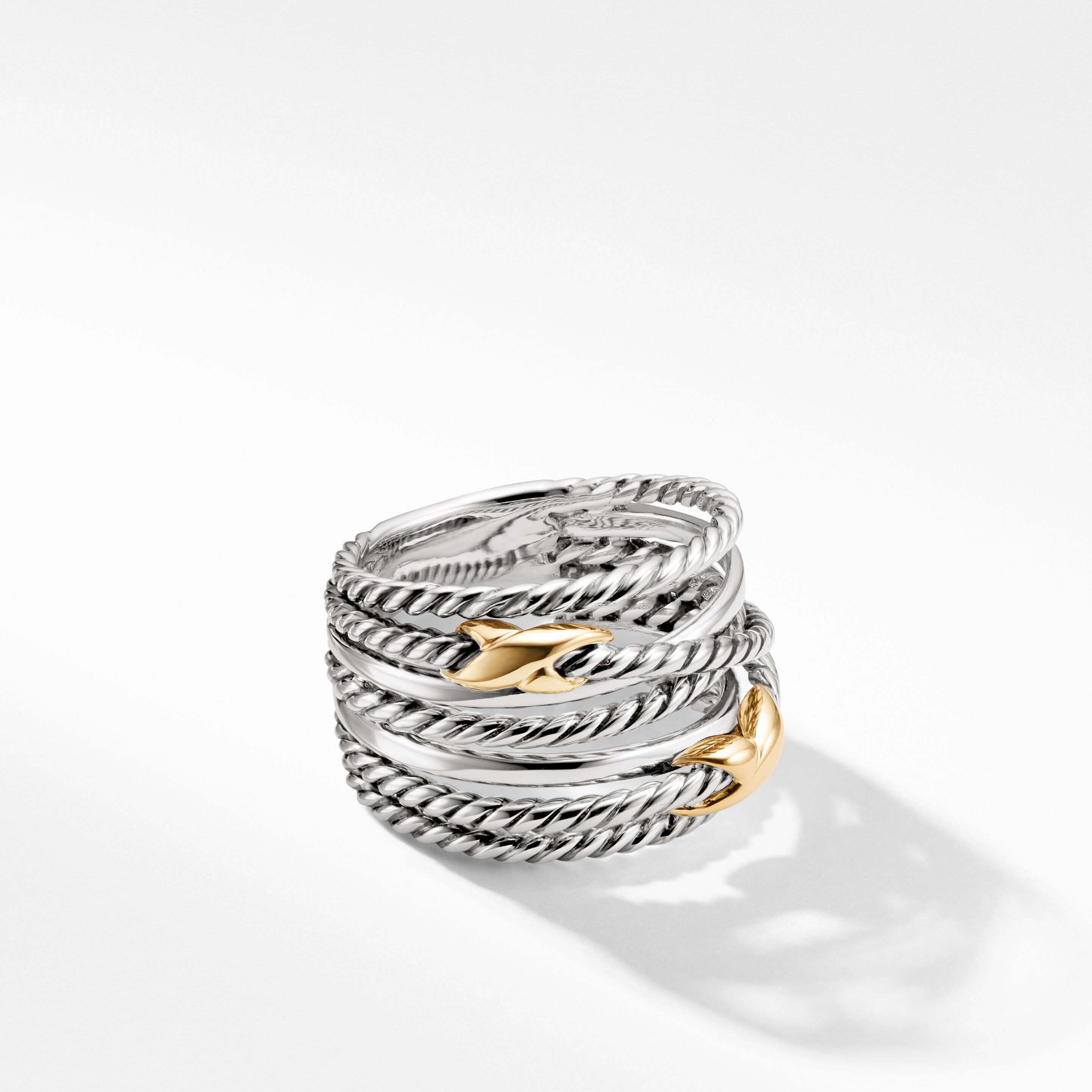 onduidelijk gemiddelde leveren Double X Crossover Ring in Sterling Silver with 18K Yellow Gold