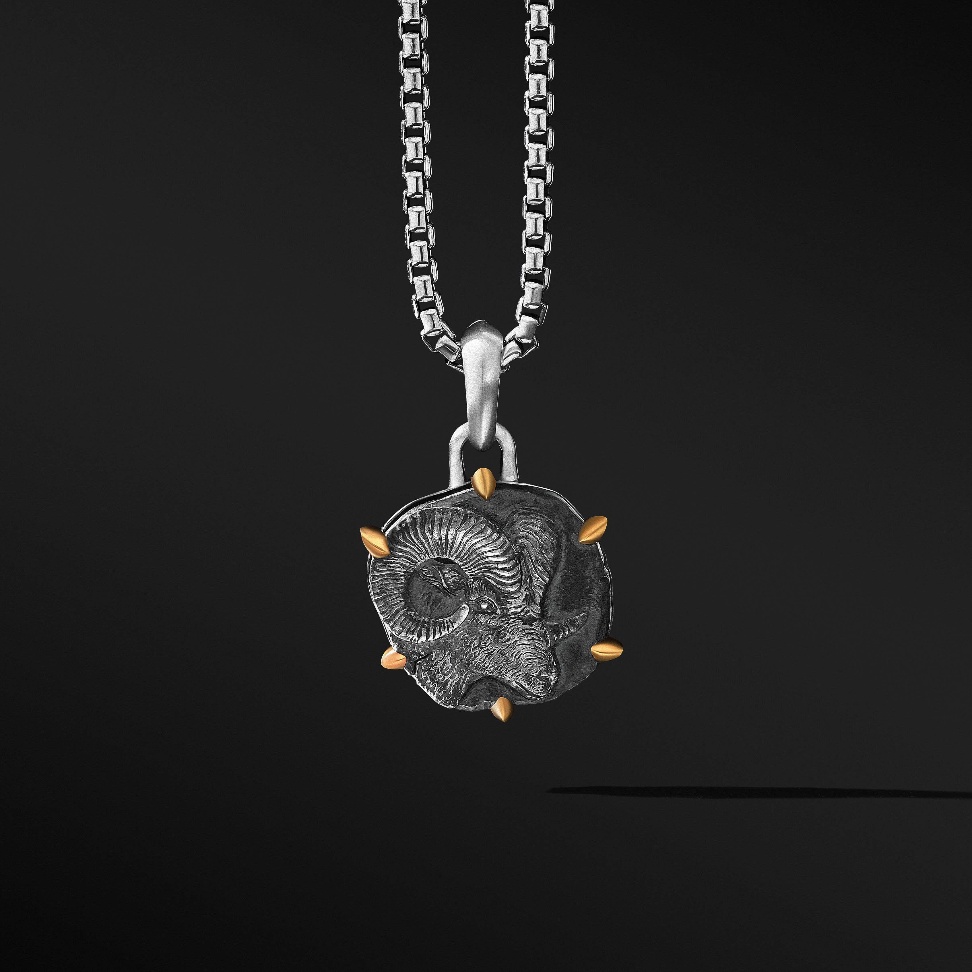 Aries Amulet in Sterling Silver with 18K Yellow Gold