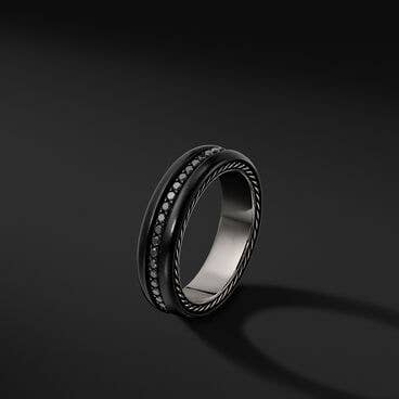 Streamline® Band Ring in Black Titanium with Pavé Black Diamonds