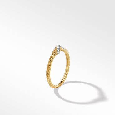 Petite X Ring in 18K Yellow Gold with Pavé Diamonds