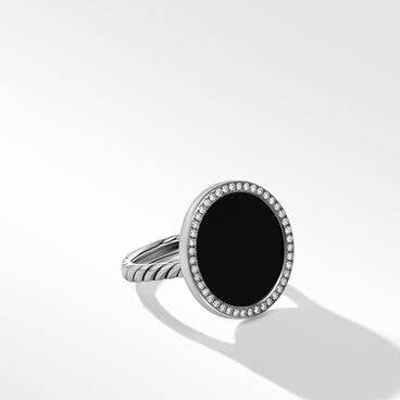 DY Elements® Ring in Sterling Silver with Black Onyx and Pavé Diamonds