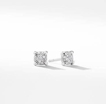 Petite Chatelaine® Stud Earrings in 18K White Gold with Pavé Diamonds