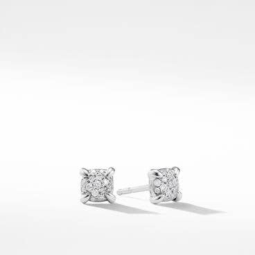 Petite Chatelaine® Stud Earrings in 18K White Gold with Pavé Diamonds