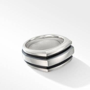 Deco Cigar Band Ring in Sterling Silver