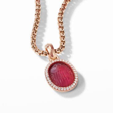 Petrvs® Scarab Amulet in 18K Rose Gold with Rubellite and Pavé Diamonds