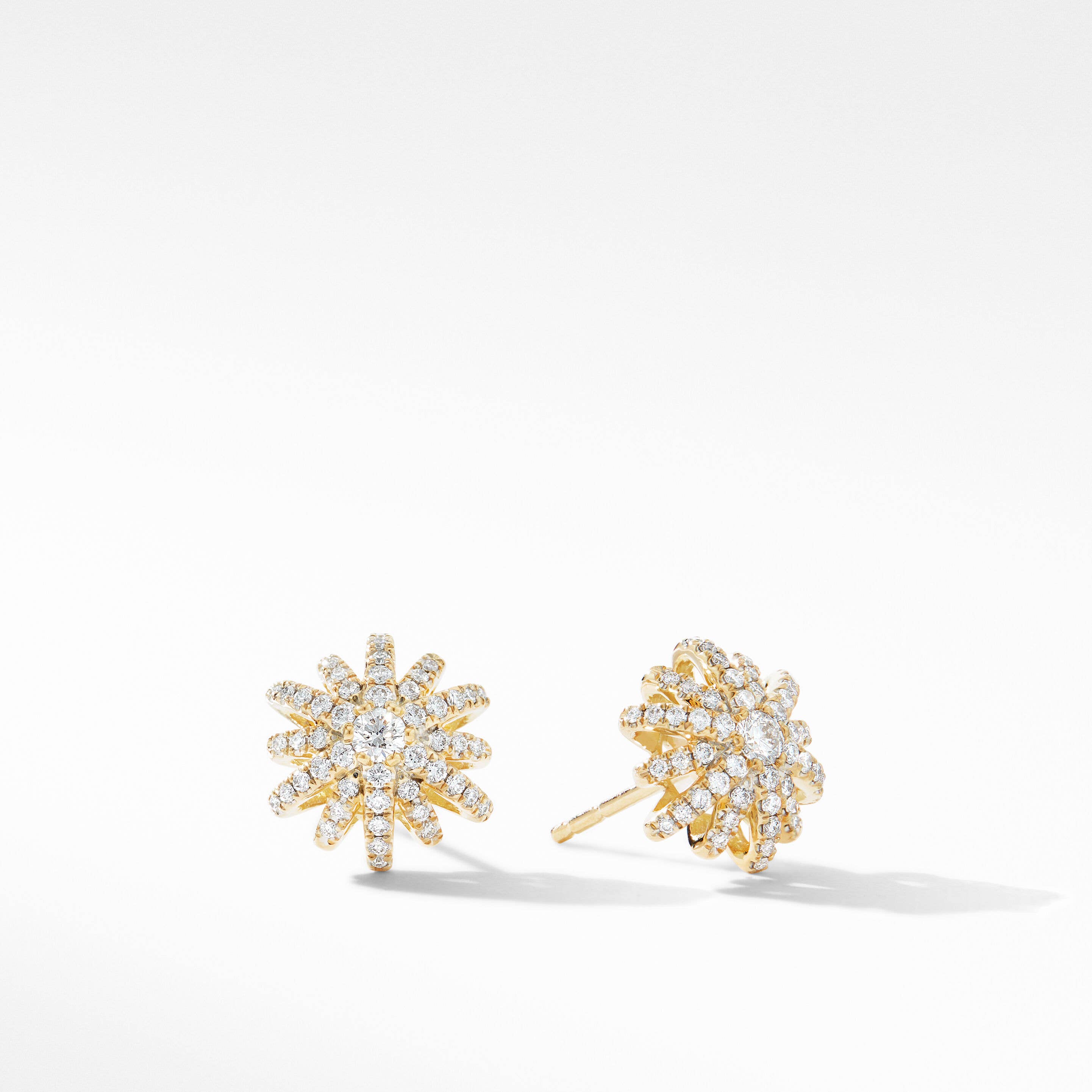 Starburst Stud Earrings in 18K Yellow Gold with Full Pavé Diamonds